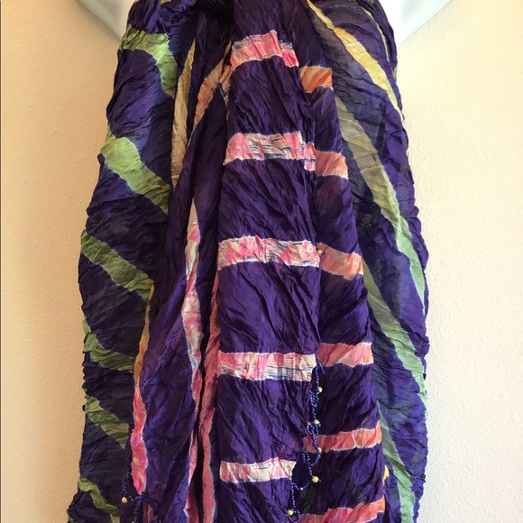 New Beach Navy Striped Scarf Wrap Pareo - Picture 9 of 10